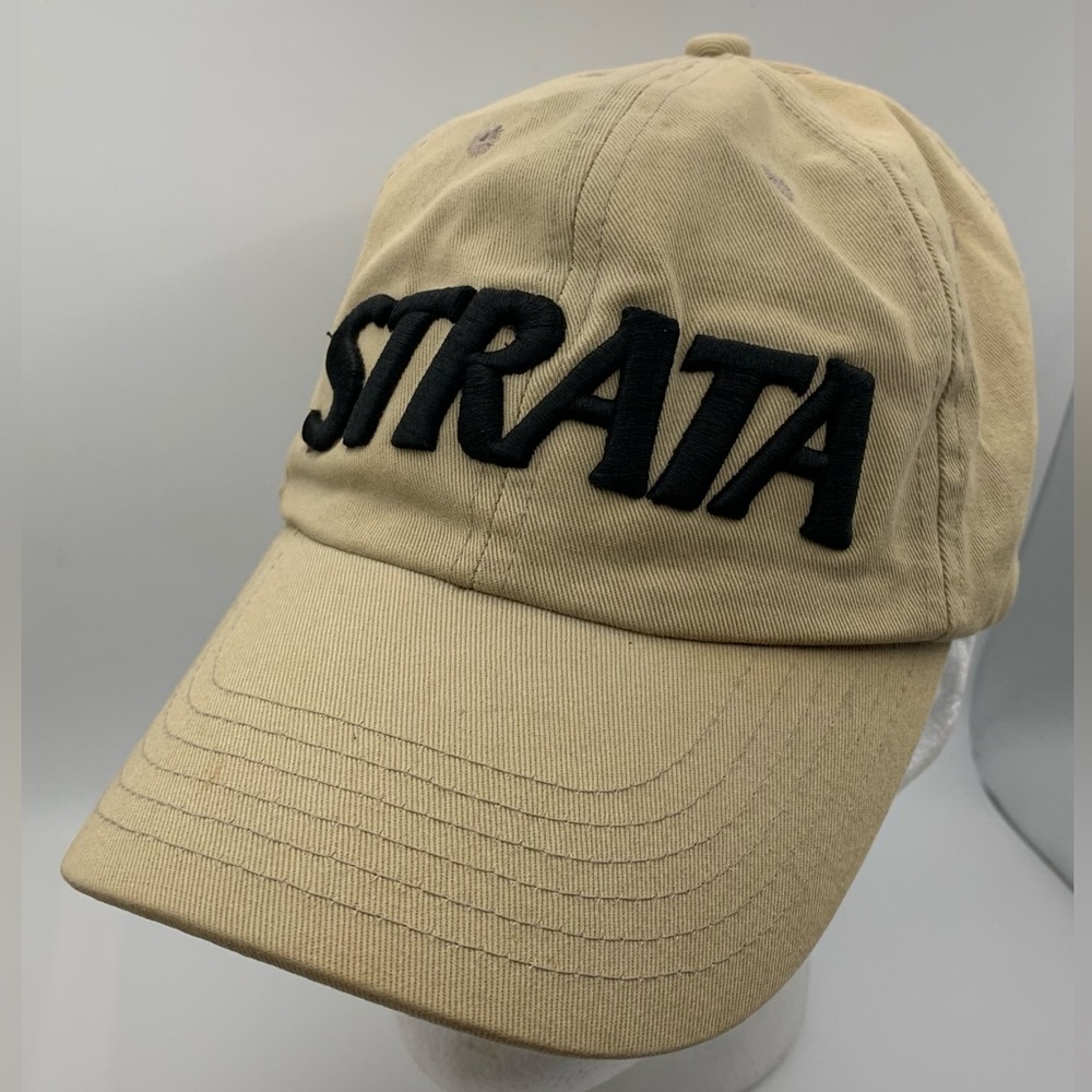 Strata spellout Adjustable Strapback Cream Baseball Cap Men’s Hat golf outdoors